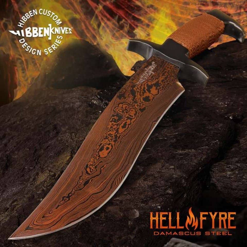 Cuchillo Hellfyre acero de damasco rojo Gil Hibben United Cutlery 90714 - Espadas y Más