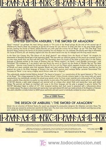 Imagen de Anduril Museum Collection Edición Limitada Oficial United Cutlery (reserva) parte de nuestra colección en Espadas y más, sitio oficial.