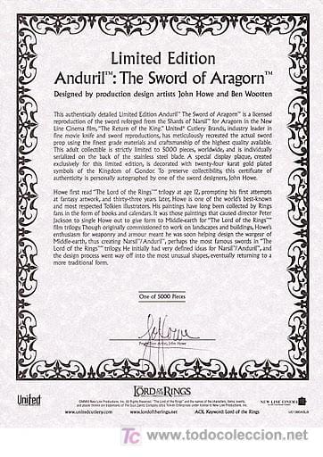 Imagen de Anduril Museum Collection Edición Limitada Oficial United Cutlery (reserva) parte de nuestra colección en Espadas y más, sitio oficial.