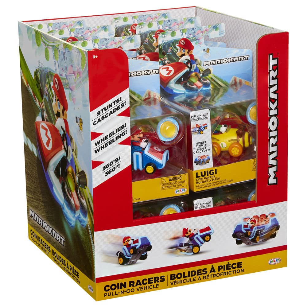 Imagen de Expositor 12 figuras Super Mario Coin Racers wave 1 Mario Kart 6cm surtido parte de nuestra colección en Espadas y más, sitio oficial.