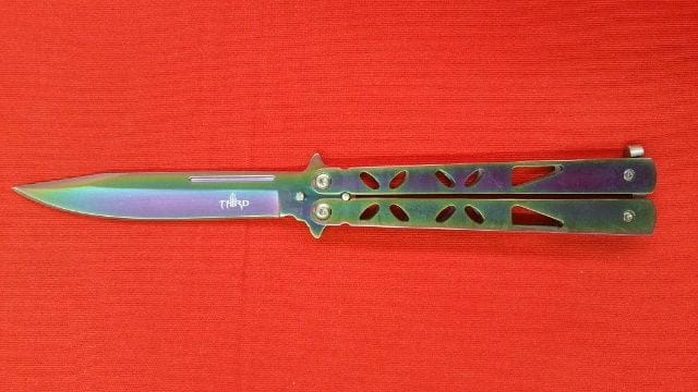 K2450 NAVAJA ABANICO O MARIPOSA RAIMBOW - Espadas y Más