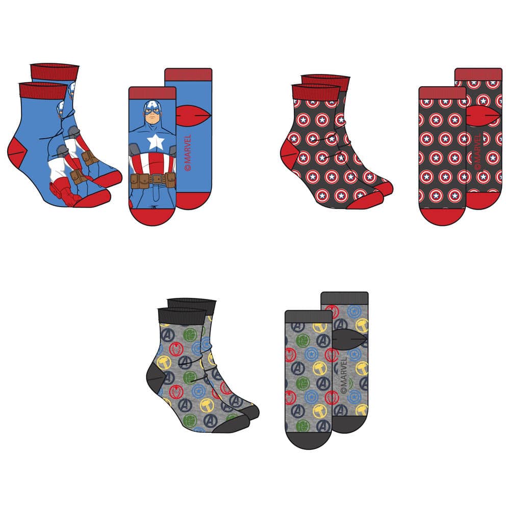 Imagen de Pack 3 calcetines Vengadores Avengers Marvel adulto surtido parte de nuestra colección en Espadas y más, sitio oficial.