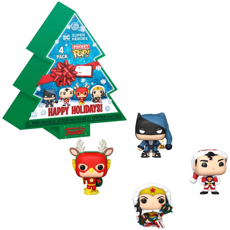 Pack 4 figuras Pocket POP DC Comics Happy Holidays - Espadas y Más