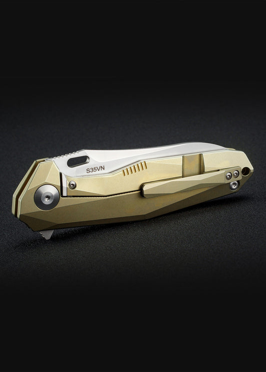 Navaja de bolsillo Rikeknife 1504A-G, oro - Espadas y Más