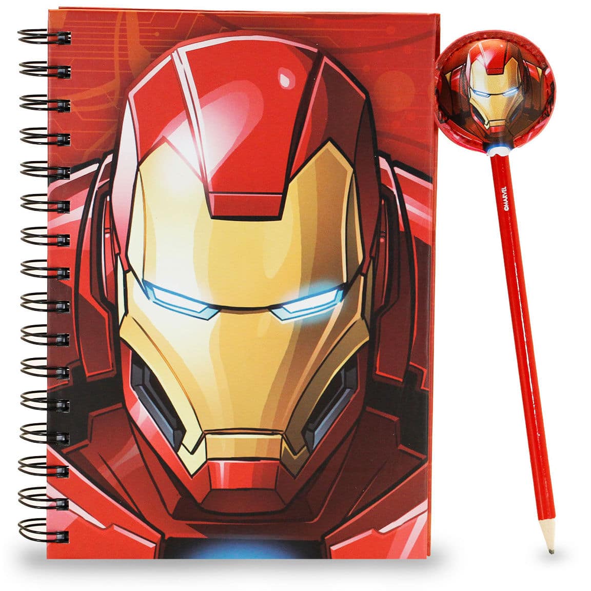 Imagen de Set cuaderno + lapiz Stark Iron Man Marvel parte de nuestra colección en Espadas y más, sitio oficial.