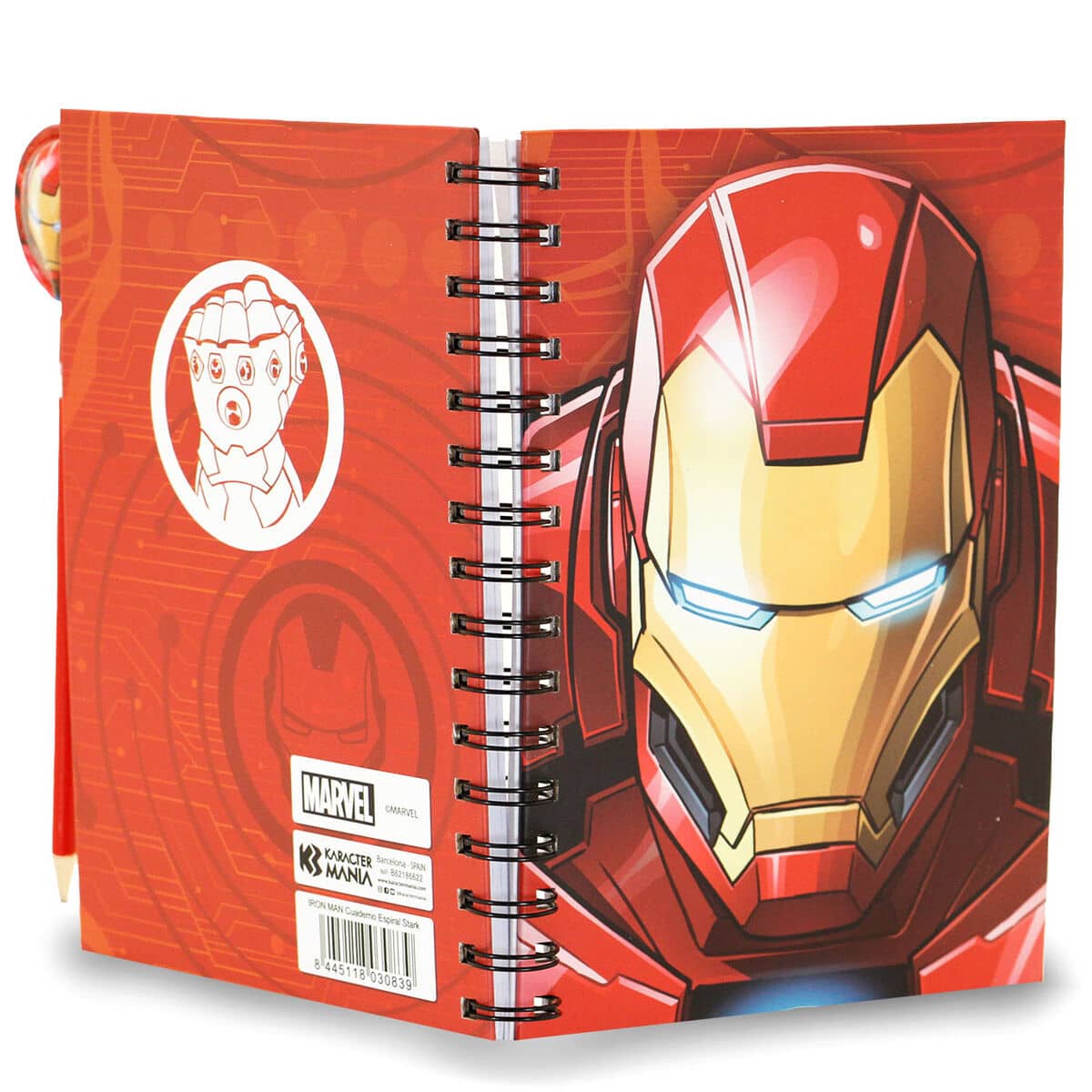 Imagen de Set cuaderno + lapiz Stark Iron Man Marvel parte de nuestra colección en Espadas y más, sitio oficial.