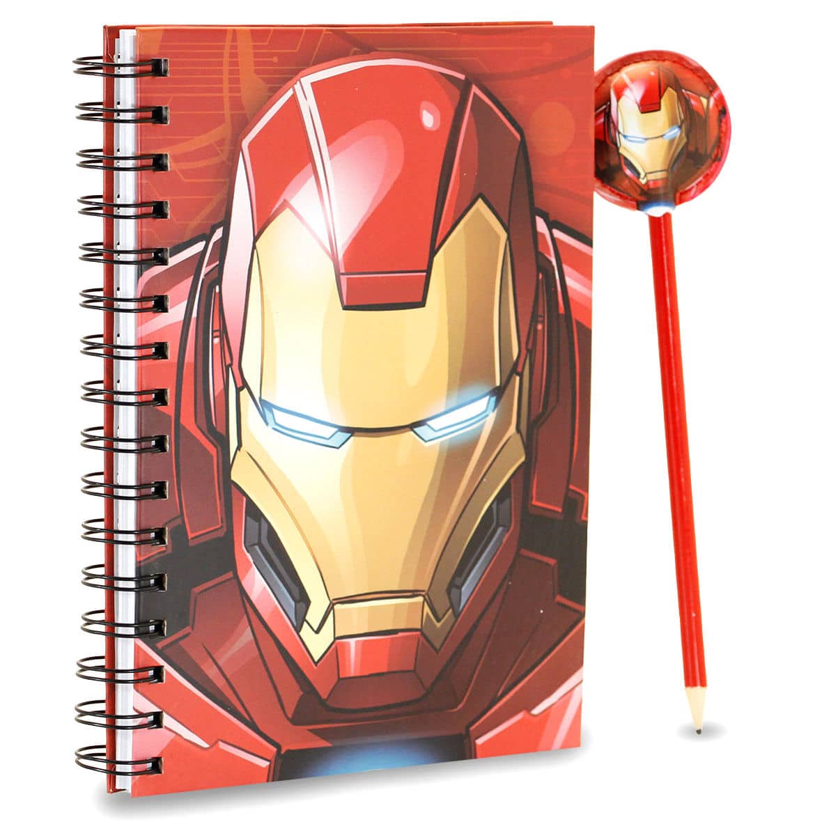 Imagen de Set cuaderno + lapiz Stark Iron Man Marvel parte de nuestra colección en Espadas y más, sitio oficial.
