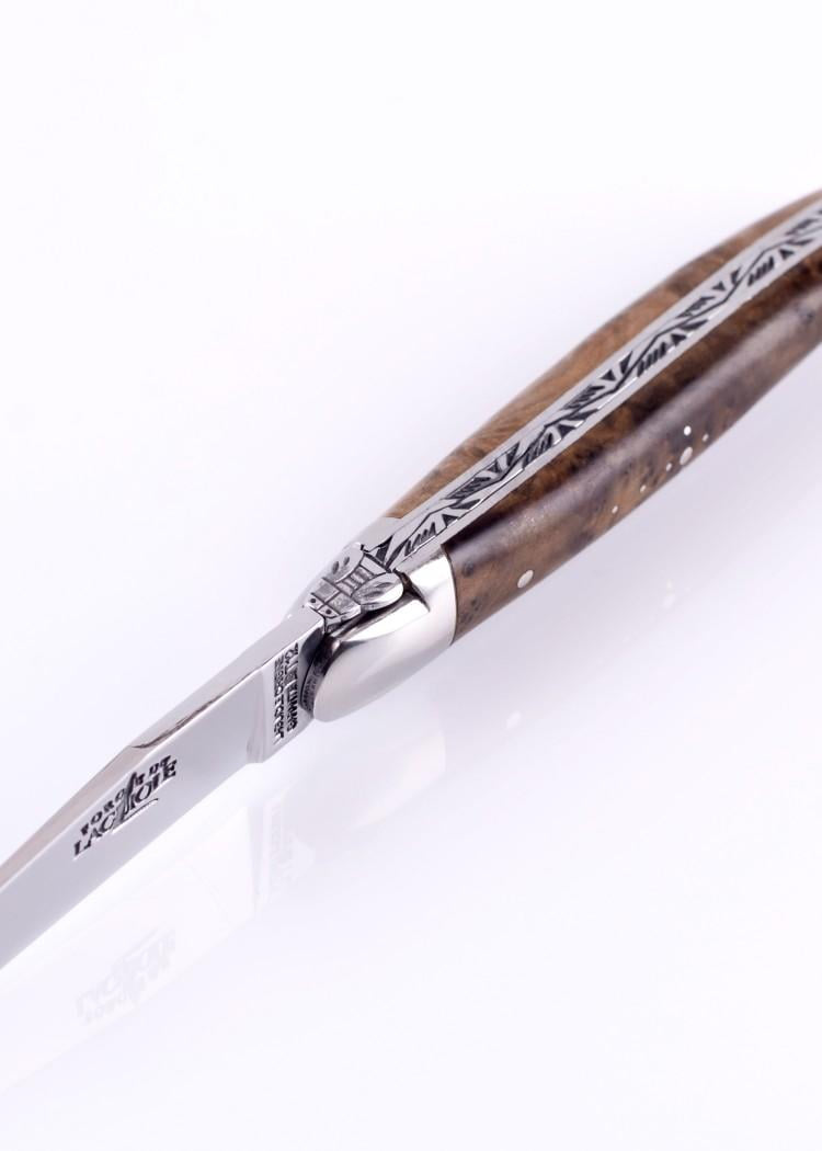 FL-1211-INTHBRI Navaja Laguiole, madera Thuja, brillante Inox - Espadas y Más