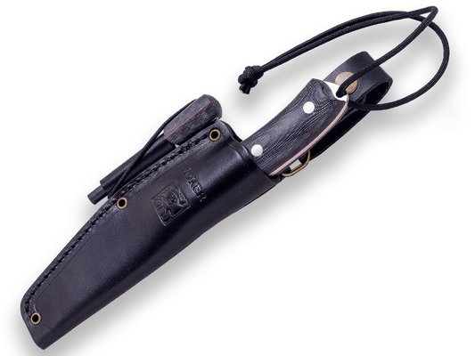CUCHILLO BUSHCRAFT Y SUPERVIVENCIA JOKER BUSHCRAFTER EN MICARTA NEGRA, CON FERROCERIO. CM120-P - Espadas y Más