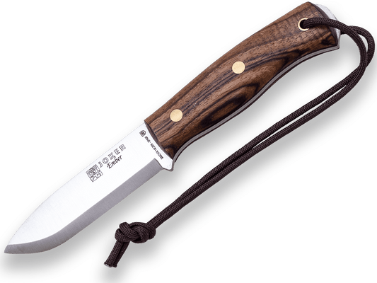CUCHILLO BUSHCRAFT Y SUPERVIVENCIA JOKER EMBER SCANDI CACHAS EN NOGAL CN122-P - Espadas y Más