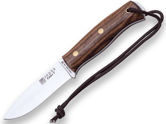 CUCHILLO BUSHCRAFT Y SUPERVIVENCIA JOKER EMBER FLAT MANGO DE NOGAL CN123-P - Espadas y Más