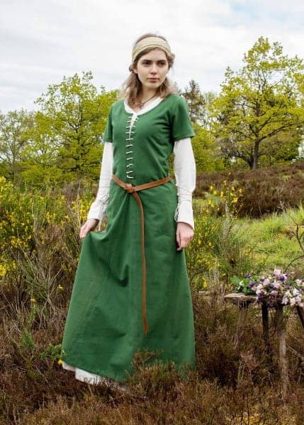 Cotehardie Ava de manga corta, vestido medieval, Burdeos o Verde 1280021140 - Espadas y Más