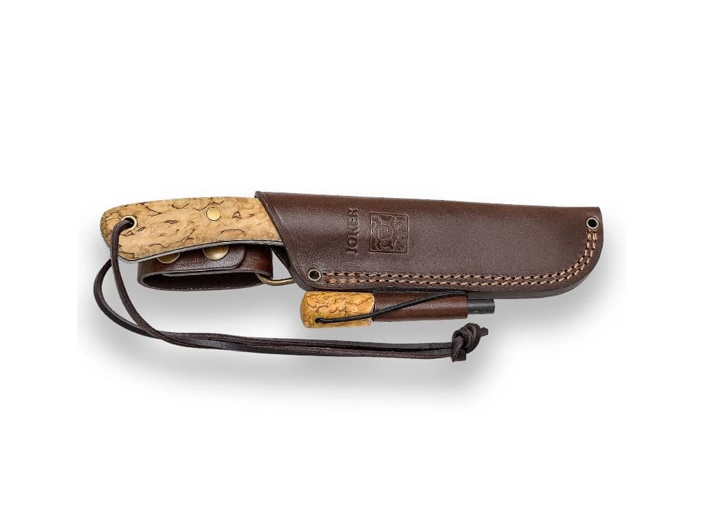 CUCHILLO BUSHCRAFT JOKER NESSMUK , MANGO DE ABEDUL RIZADO, CON FERROCERIO - Espadas y Más