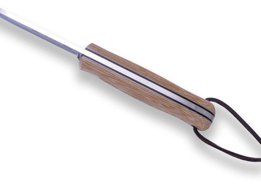 CUCHILLO BUSHCRAFT Y CAZA JOKER BS9 TRAMPERO. ACERO SANDVIK 14C28N, MANGO CANVAS MICARTA, HOJA 10 CM. CON FUNDA VAQUETILLA. - Espadas y Más