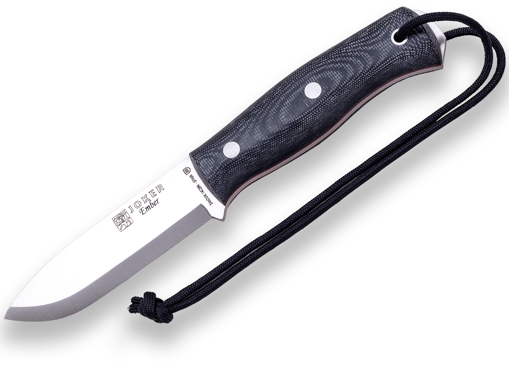CUCHILLO BUSHCRAFT Y SUPERVIVENCIA JOKER EMBER SCANDI MANGO DE MICARTA CANVAS NEGRA CM122-P - Espadas y Más