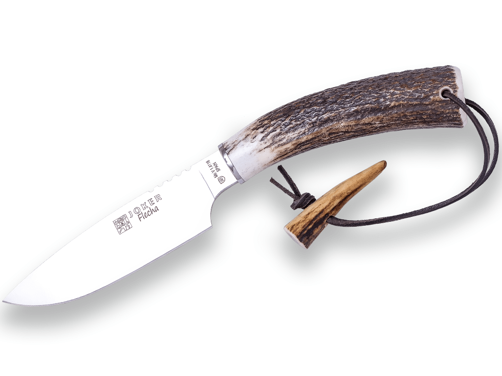 Imagen de Cuchillo De Caza Joker Flecha, Puño De Asta De Ciervo, Hoja De 12,5 Cm.Funda De Cuero CC107 parte de nuestra colección en Espadas y más, sitio oficial.