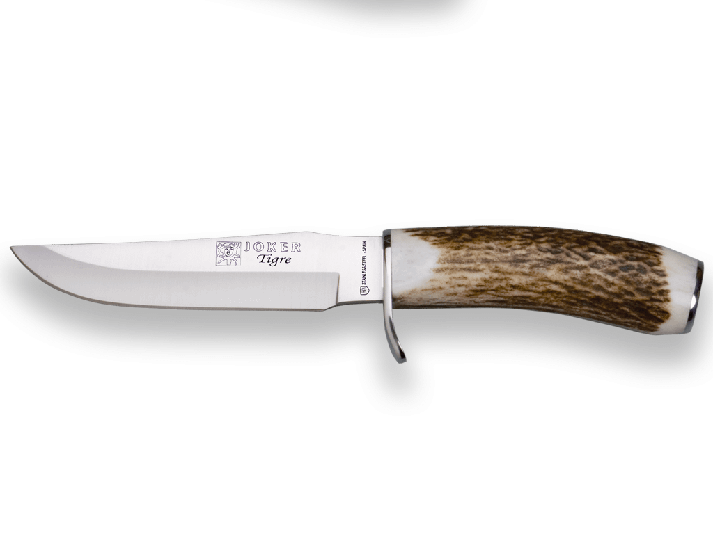 CUCHILLO DE MONTE CON CACHAS EN ASTA DE CIERVO Y HOJA DE 14 CM. CC33 - Espadas y Más