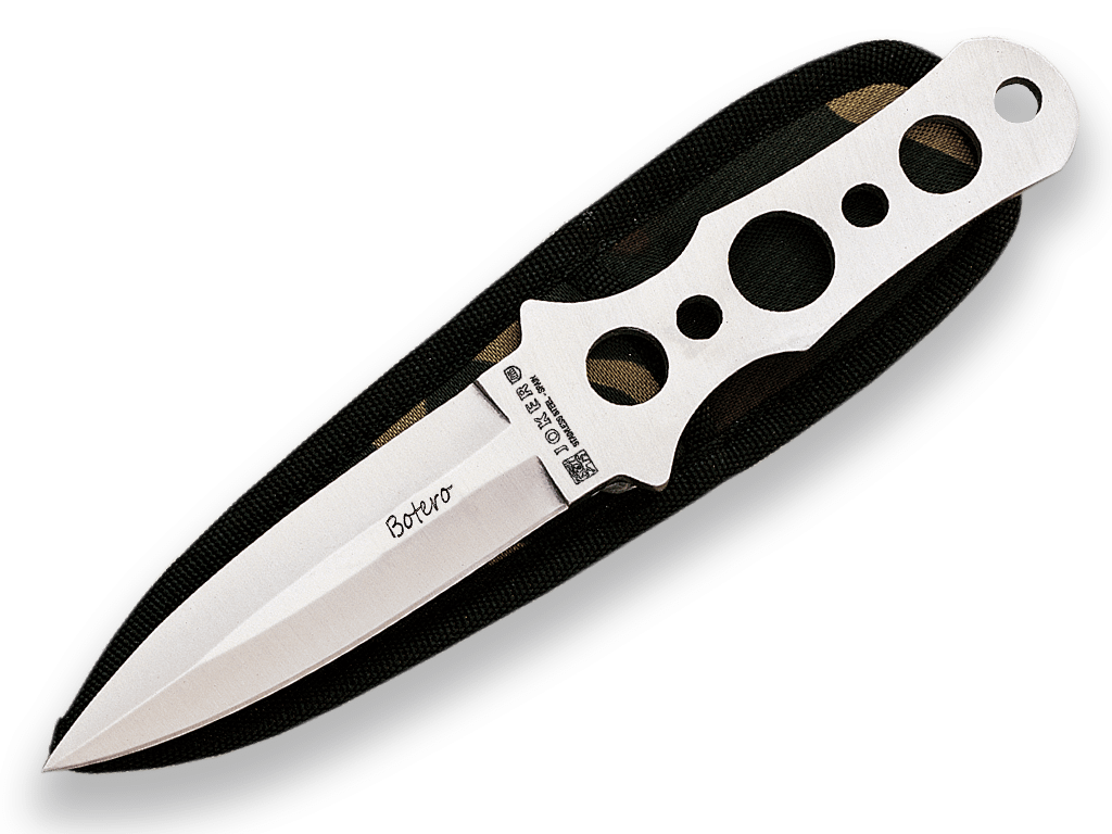 Imagen de Cuchillo Lanzador Botero Con Funda De Camuflaje Y Hoja Un Solo Filo De 11,5 Cm. LL62 parte de nuestra colección en Espadas y más, sitio oficial.