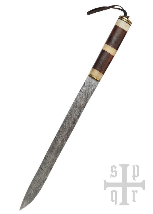 Cuchillo Vikingo Seax, Acero Damasco, Mango de Madera / Hueso 0364002660 - Espadas y Más