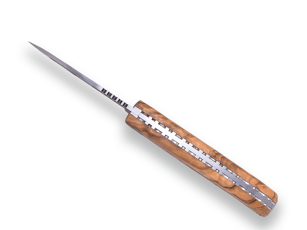 NAVAJA DEPORTIVA JOKER KOALA, ACERO MOVA 1.4116, CACHAS DE OLIVO, HOJA DE 7 CM, PISTÓN. - Espadas y Más