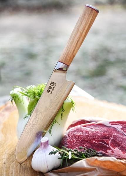 Cuchillo de cocina Santoku, acero de Damasco DTYT-DSK-OK - Espadas y Más