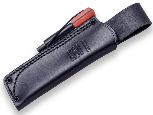 CUCHILLO BUSHCRAFT Y SUPERVIVENCIA JOKER BS9 LYNX. ACERO Bá–HLER N695, MANGO CANVAS MICARTA, HOJA 10,5 CM. FUNDA VAQUETILLA CON FERROCERIO INCLUIDA. CN111-P - Espadas y Más