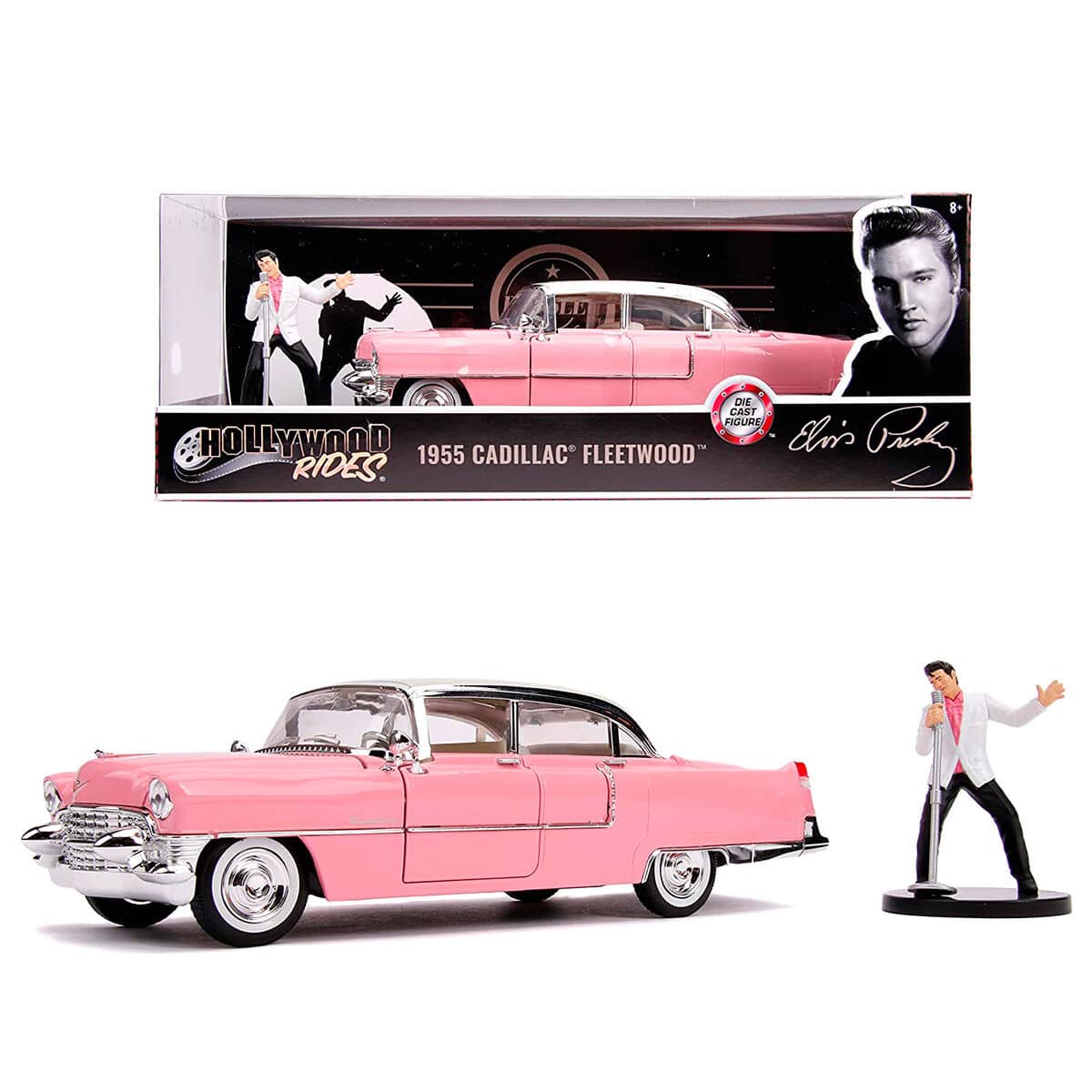 Set figura + coche metal Cadillac Fleetwood 1955 Elvis Presley - Espadas y Más