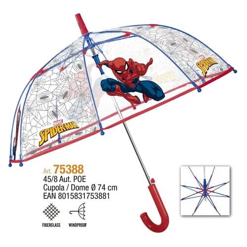 Paraguas automatico transparente Spiderman Marvel 45cm - Espadas y Más