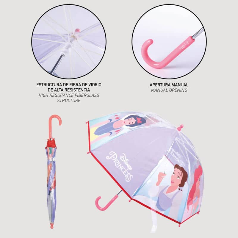 Paraguas manual burbuja Princesas Disney 45cm - Espadas y Más