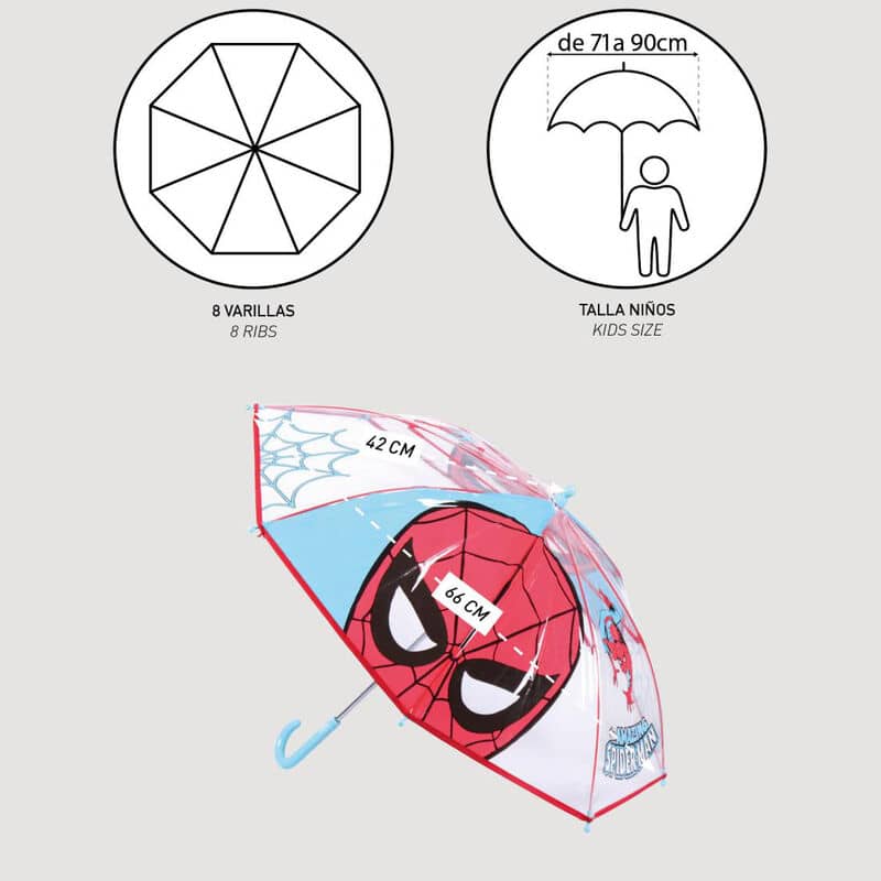 Paraguas manual burbuja Spiderman Marvel 42cm - Espadas y Más