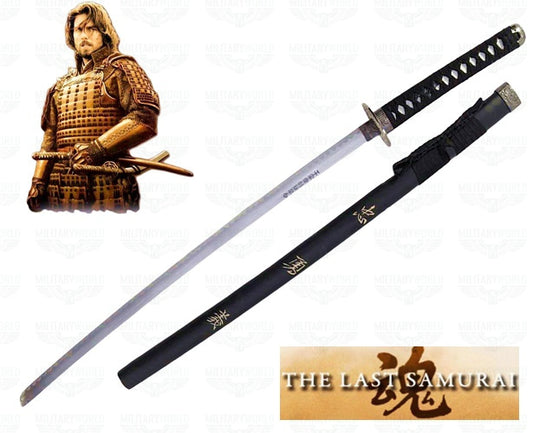Katana japonesa de la película El Último Samurai con detalles kanji en la saya de la katana. Vendida por Espadas y más