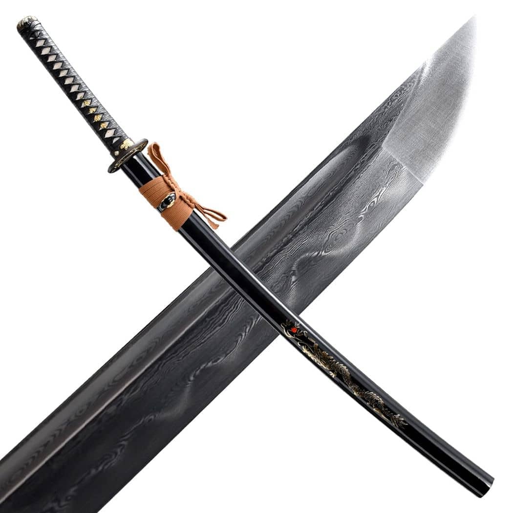 Katana Acero Damasco. Negro