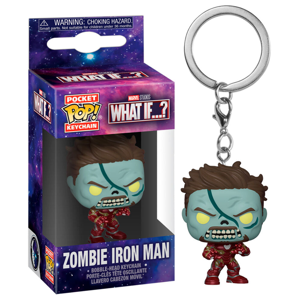 Imagen de Llavero Pocket POP Marvel What If Zombie Iron Man parte de nuestra colección en Espadas y más, sitio oficial.