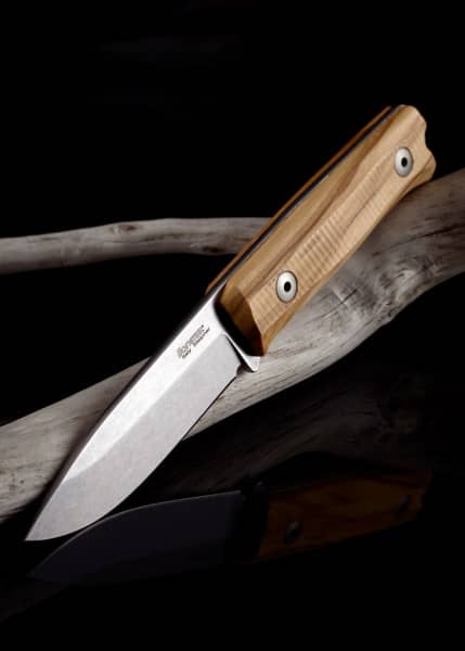 Cuchillo fijo B40 madera de olivo, naranja o Verde, Lionsteel LS-B40 - Espadas y Más