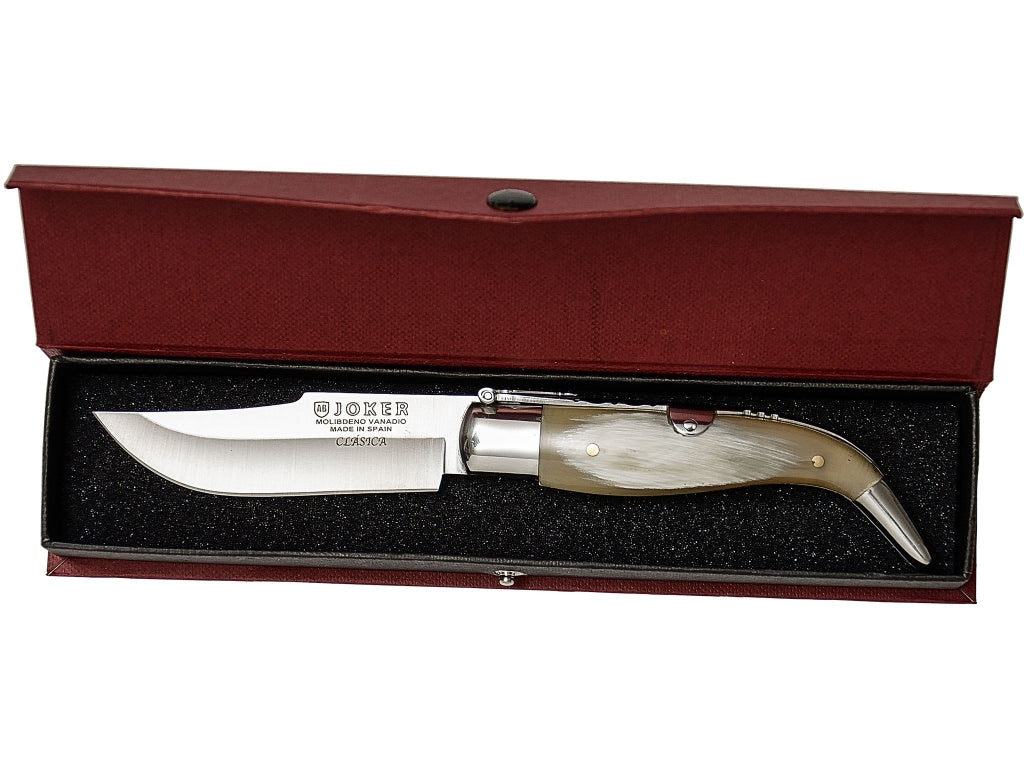 NAVAJA ALBACETEÑA CON PUÑO EN ASTA DE TORO Y HOJA 8 CM. INCLUYE ESTUCHE NA109 - Espadas y Más