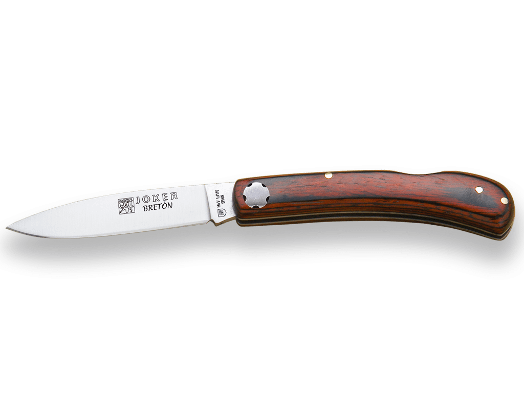 NAVAJA ARTESANA CON CACHAS DE MADERA ROJA Y HOJA DE 8 CM. - Espadas y Más