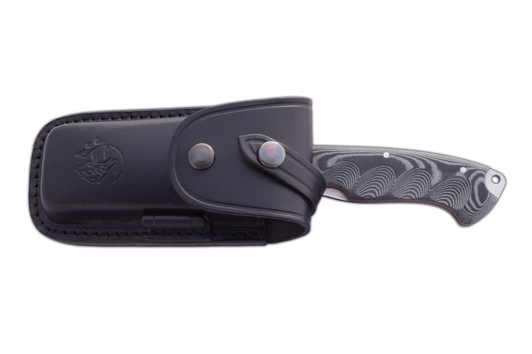 Navaja Cartago micarta negra funda piel 1219-M1 - Espadas y Más