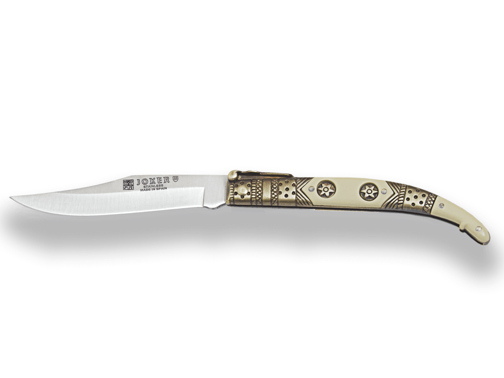 NAVAJA CLASICA CON PUÑO DE ZAMAK DECORADO Y HOJA 8 CM N102A - Espadas y Más