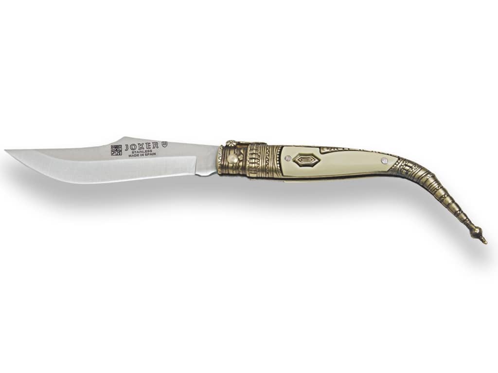 NAVAJA CLASICA CON PUÑO ZAMAK DECORADO Y HOJA 8 CM - Espadas y Más