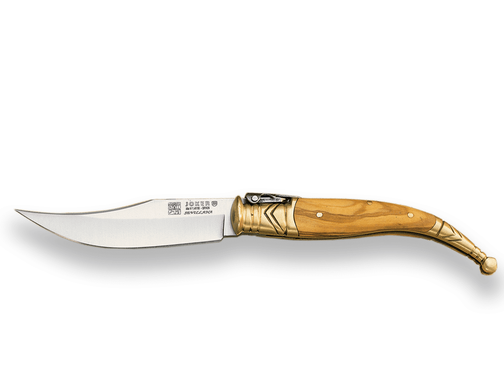 Imagen de Navaja Clásica Sevillana Con Virola De Latón Puño Madera De Olivo Y Hoja 7,5 Cm. parte de nuestra colección en Espadas y más, sitio oficial.