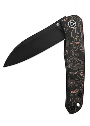 Navaja de bolsillo Nutria, hoja satinada o negra S35VN, mango CF de papel de aluminio QS140-A1 - Espadas y Más