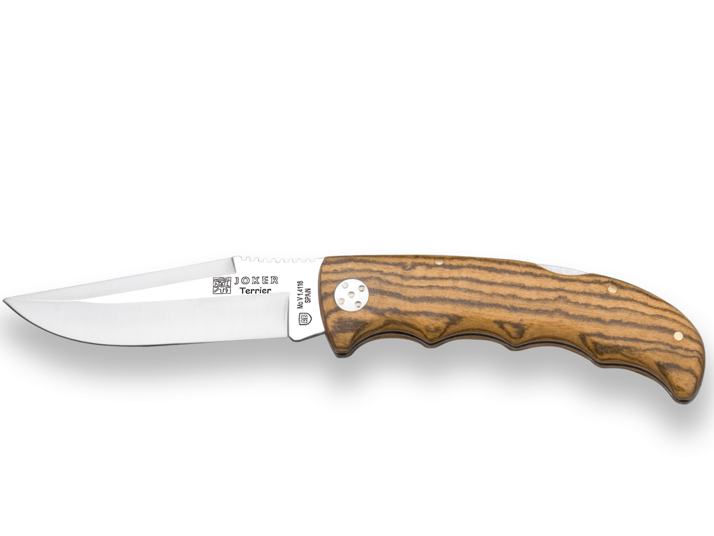 Imagen de Navaja De Caza Joker Terrier Con Puño De Bocote Y Hoja 9 Cm NB18 parte de nuestra colección en Espadas y más, sitio oficial.