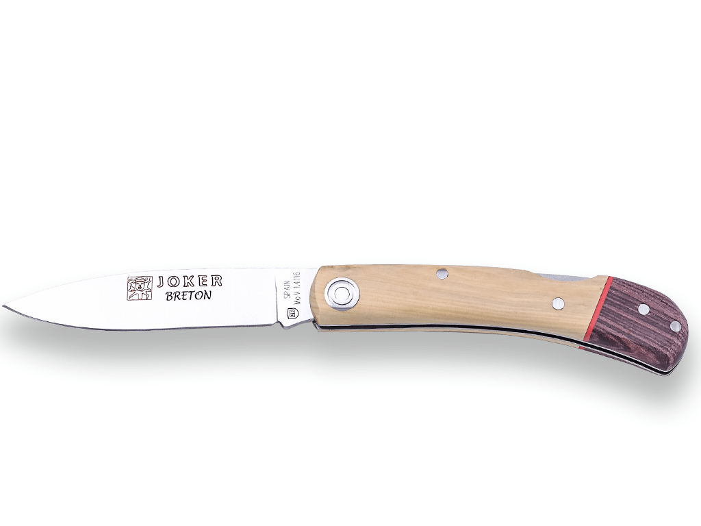 NAVAJA DEPORTIVA DE BOLSILLO JOKER BRETON HOJA DE 7 CM CACHAS EN MADERA DE BOJ Y PALISANDRO NJ42 - Espadas y Más