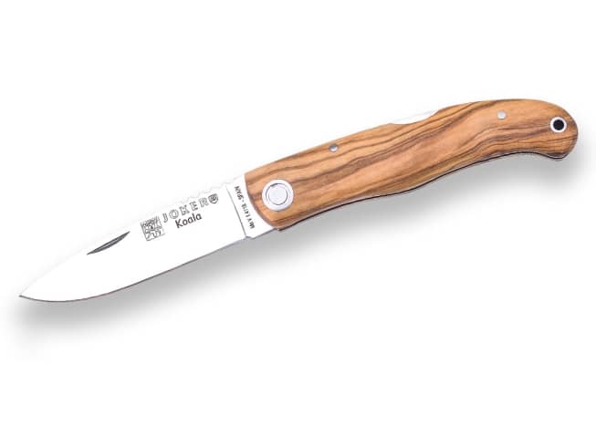 NAVAJA DEPORTIVA JOKER KOALA, ACERO MOVA 1.4116, CACHAS DE OLIVO, HOJA DE 8 CM, CON BLOQUEO. - Espadas y Más