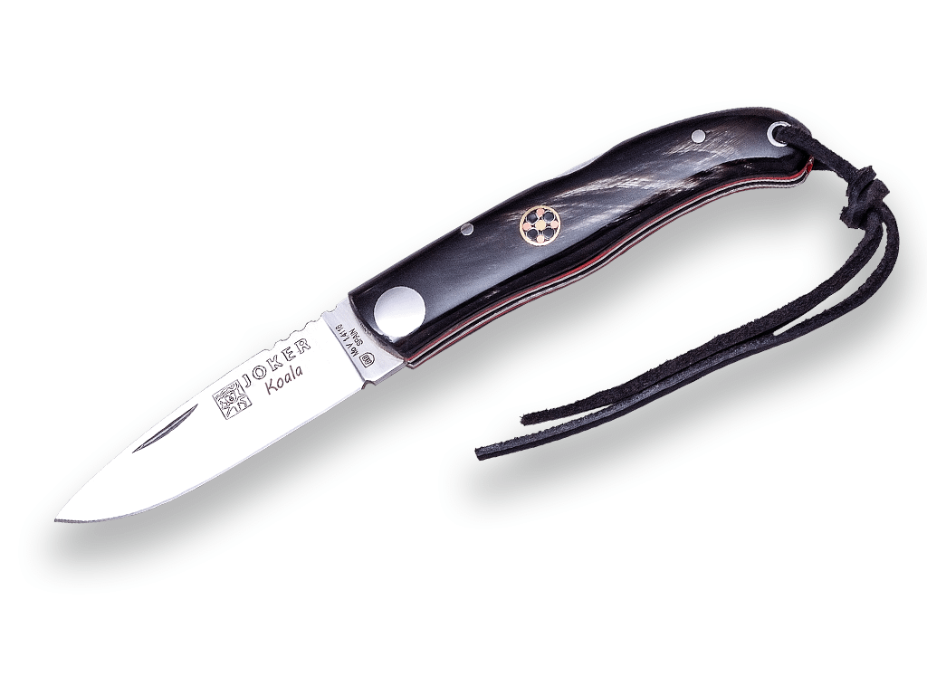 NAVAJA DEPORTIVA JOKER KOALA, CON BLOQUEO, CACHAS CUERNO DE BÚFALO , 7 CM DE HOJA. INCLUYE ESTUCHE DE PRESENTACIÓN. NF124 - Espadas y Más