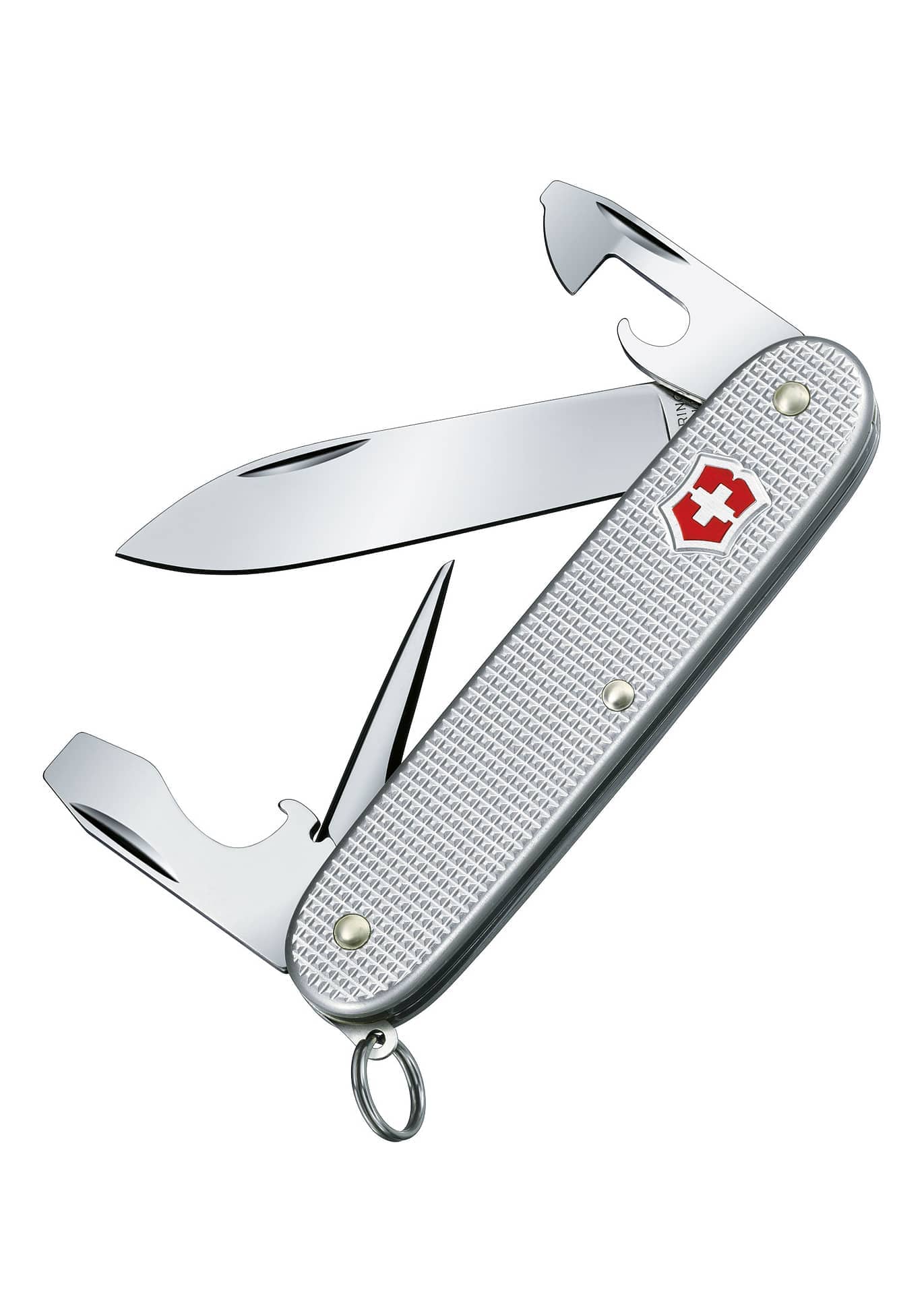 Navaja Herramienta de bolsillo pionera, alox plateada acanalada Victorinox VI-0.8201.26 - Espadas y Más