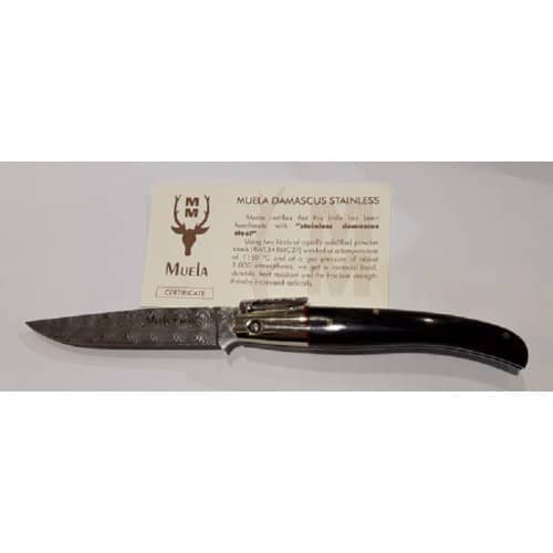 Imagen de Navaja Muela Acero Damasco PQ 9DAM parte de nuestra colección en Espadas y más, sitio oficial.