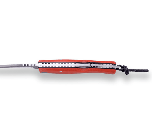NAVAJA DEPORTIVA JOKER IBÉRICA ,CON BLOQUEO, CACHAS EN MICARTA NARANJA, ACERO INOX MOVA 1.4116 Y HOJA DE 7,5 CM. - Espadas y Más