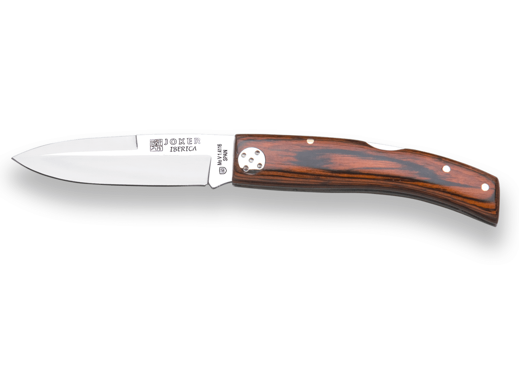 NAVAJA DEPORTIVA CON BLOQUEO CACHAS EN MADERA ROJA Y HOJA DE 8 CM - Espadas y Más