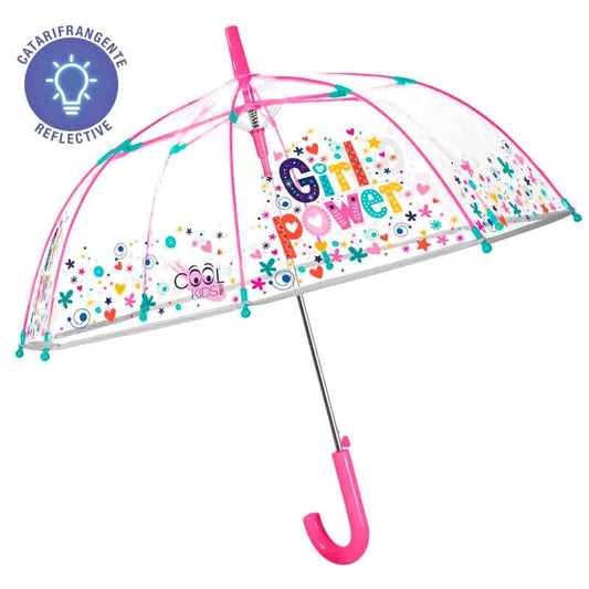 Paraguas automatico transparente Girl Power 45cm - Espadas y Más